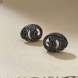 Marcasite Silver Swirl Earrings
